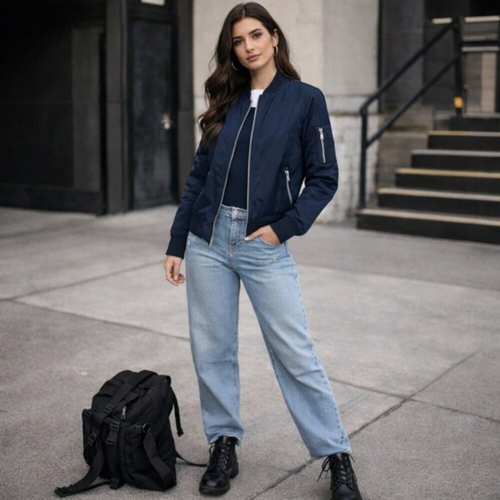 Levi’s Navy MA-1 Bomber Jacket Zip Utility Chic Gorpcore Size M